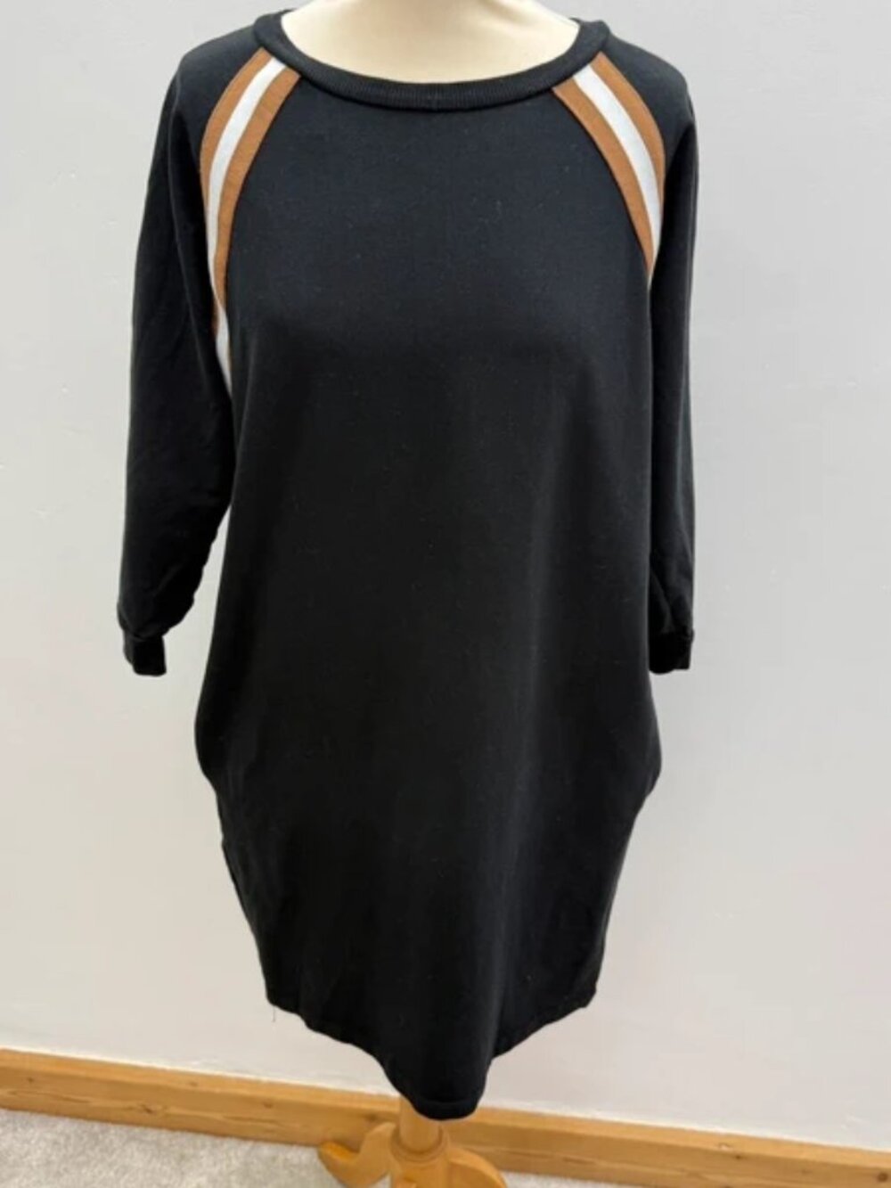 Oliver Bonas Black Contrast Stripe Dress Size 14